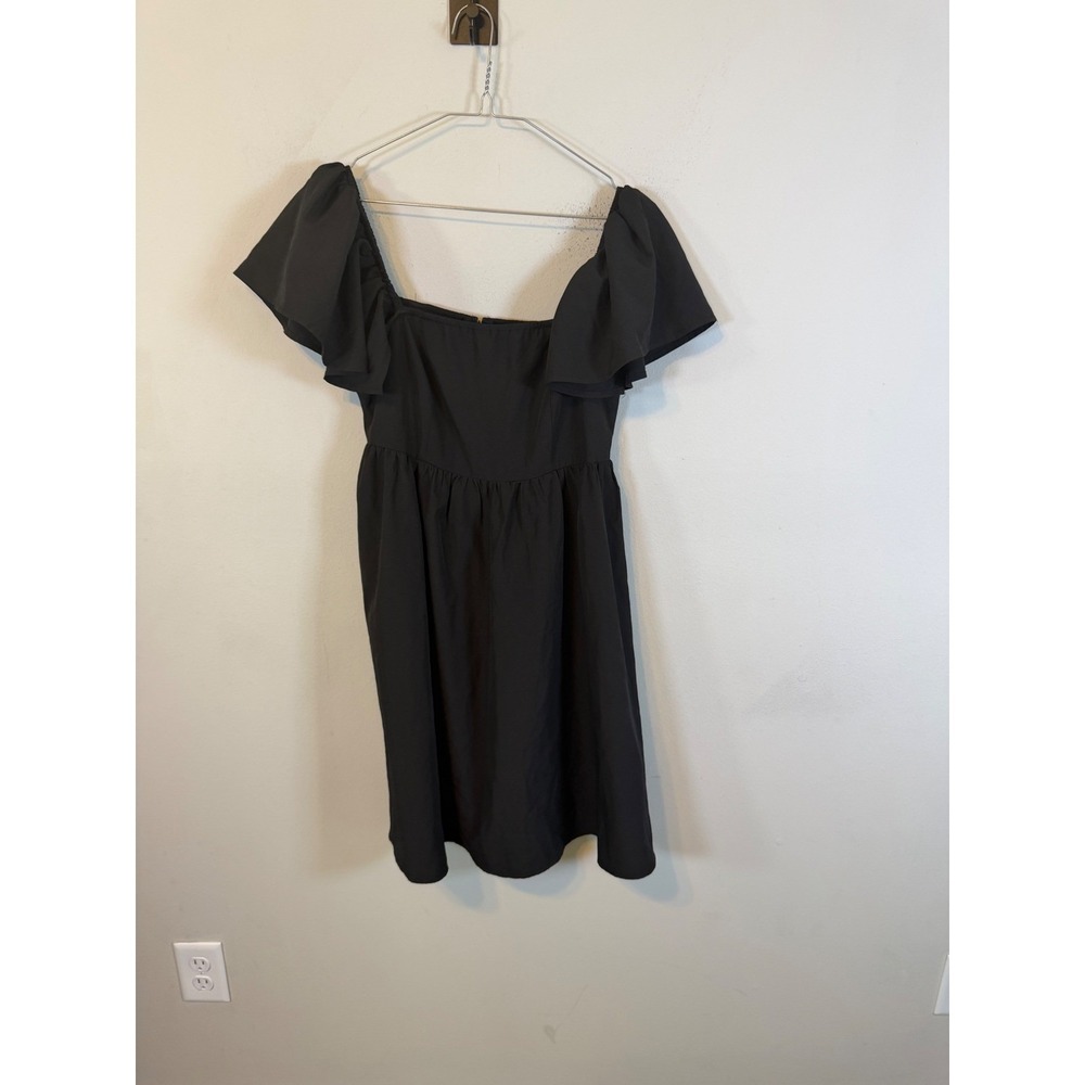 Exlura Womens Mini Dress Ruffle Flutter Sleeve Black Size L